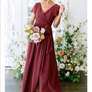 Harper Chiffon Faux Wrap Dress in Rosewod